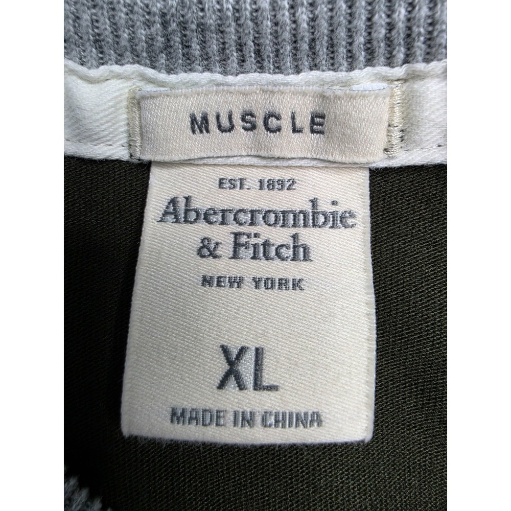 Abercrombie & Fitch Shirt Men's XL Green Cotton Muscle Fit Side Slit Long Sleeve - Picture 4 of 7